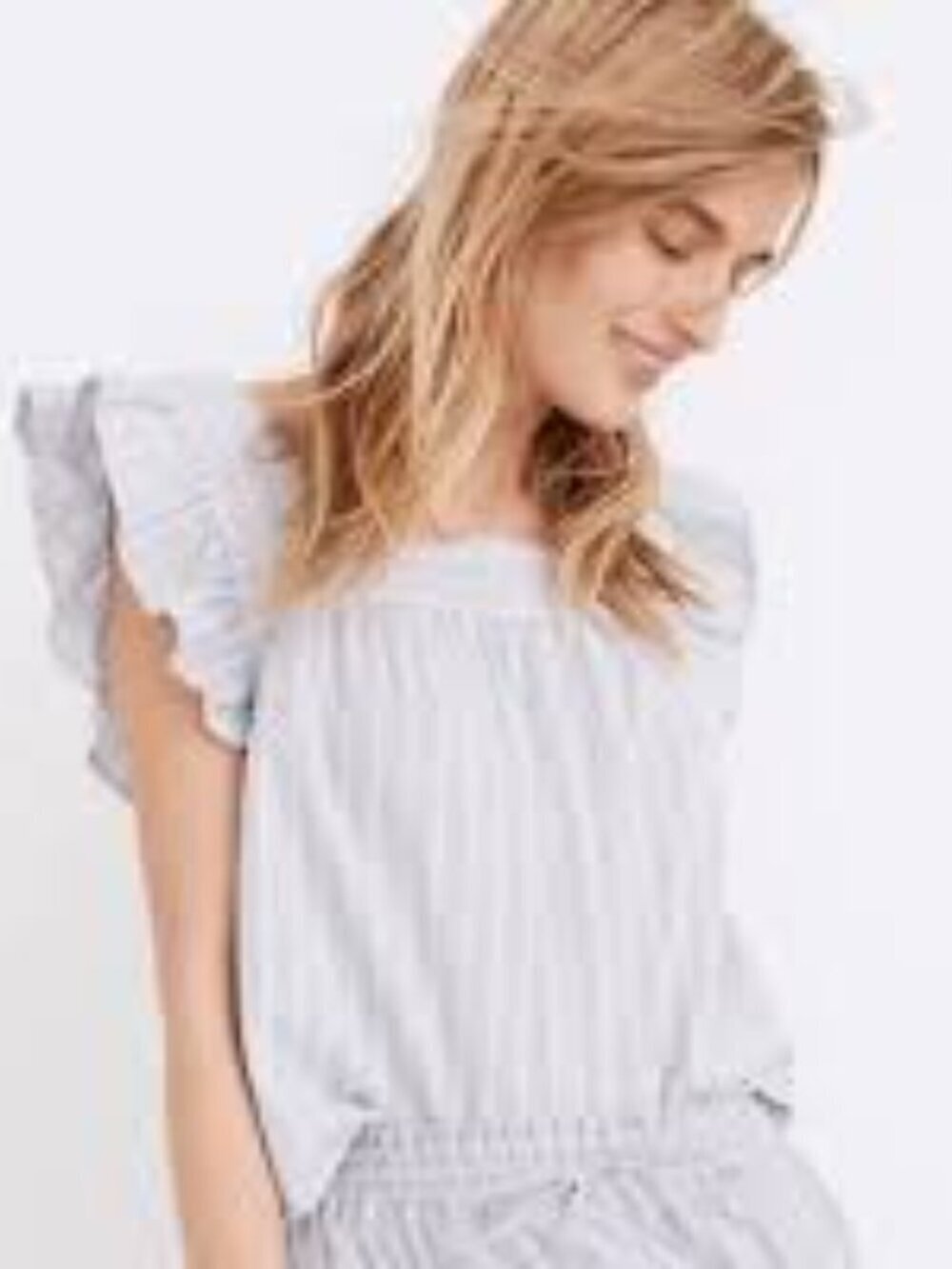 Madewell Light Blue Flutter Sleeve Crop Top size S